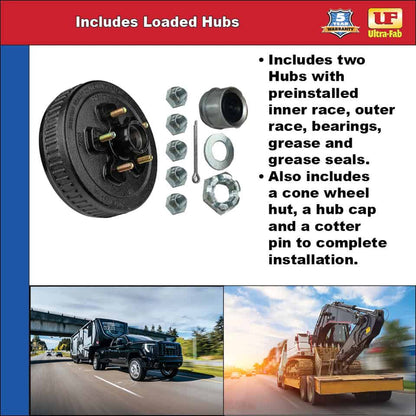 Brake & Hub Kit (2 Manual-Adjusting Brakes 10" x 2.25" AND 2 Loaded Hubs, 10") 3500lb Capacity (48-979603) image 2