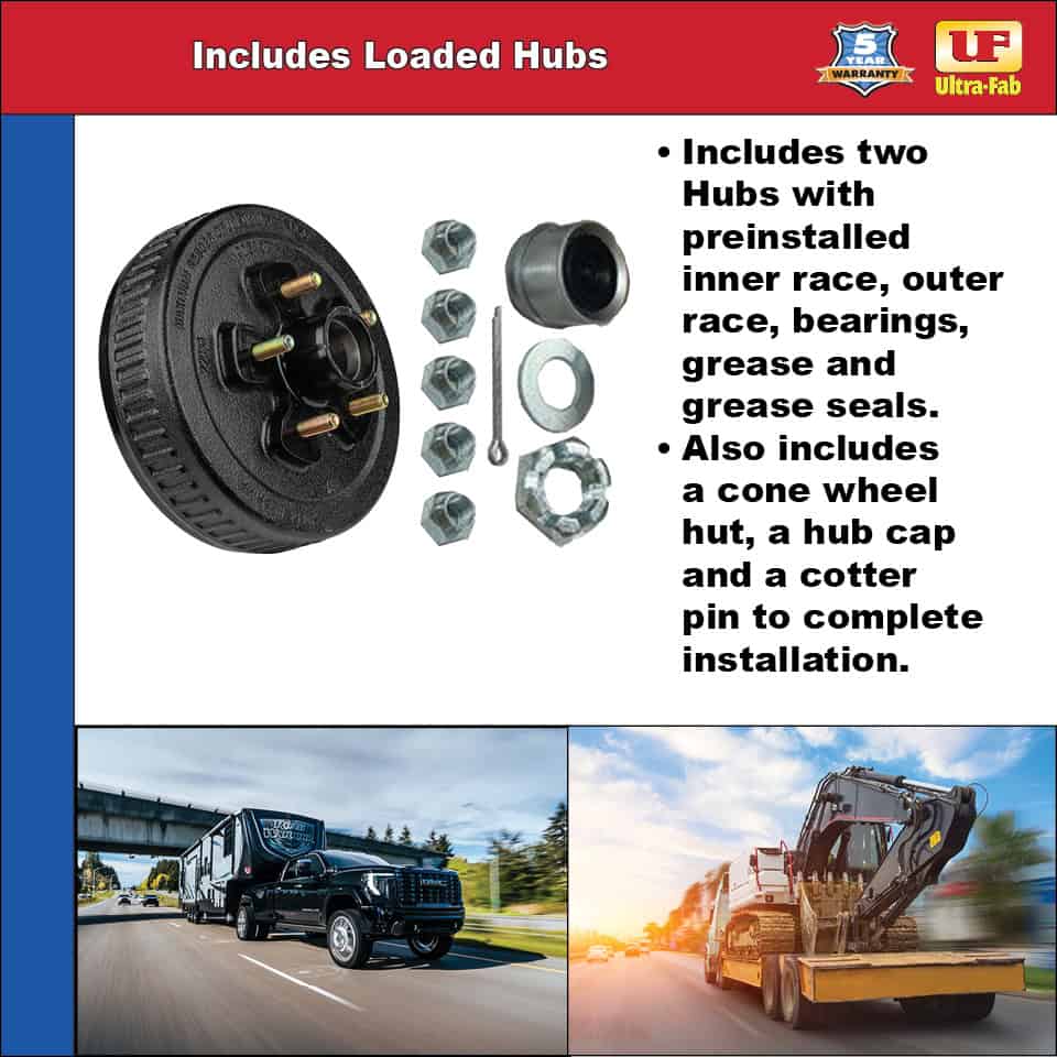 Brake & Hub Kit (4 Manual-Adjusting Brakes 10" x 2.25" AND 4 Loaded Hubs, 10") 3500lb Capacity (48-979604) image 3